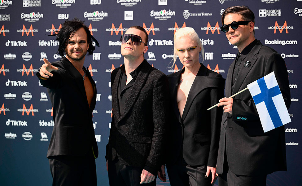 Suomesta Euroviisuissa kilpailee The Rasmus eli Lauri Ylönen (vasemmalla), Aki Hakala, Emppu Suhonen ja Eero Heinonen.