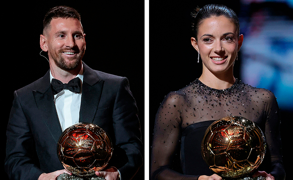 Maailman parhaat jalkapalloilijat, Messi ja Bonmatí, saivat kultaiset jalkapallot.